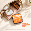 STASH Beauty and Collagen tin with a handbag and beauty accessories