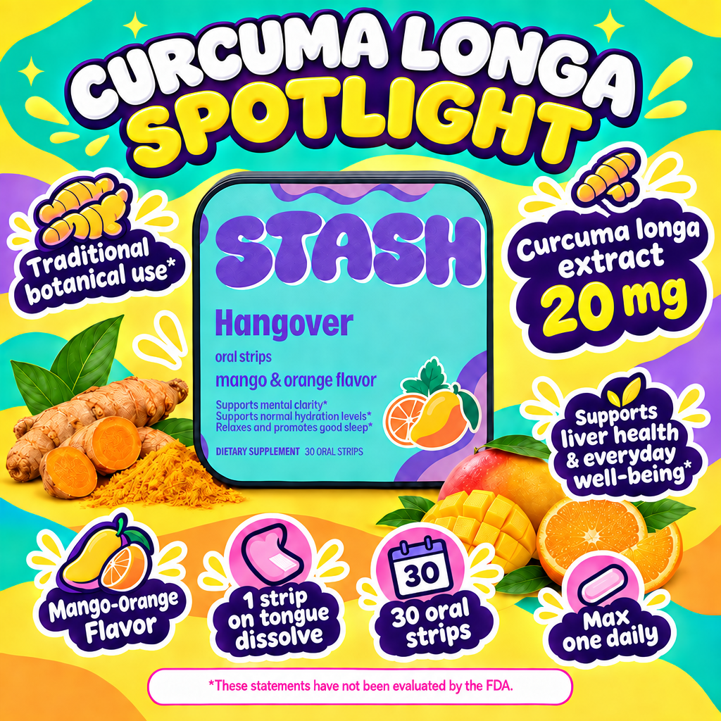 Curcuma longa extract 20 mg and Hangover Strips tin
