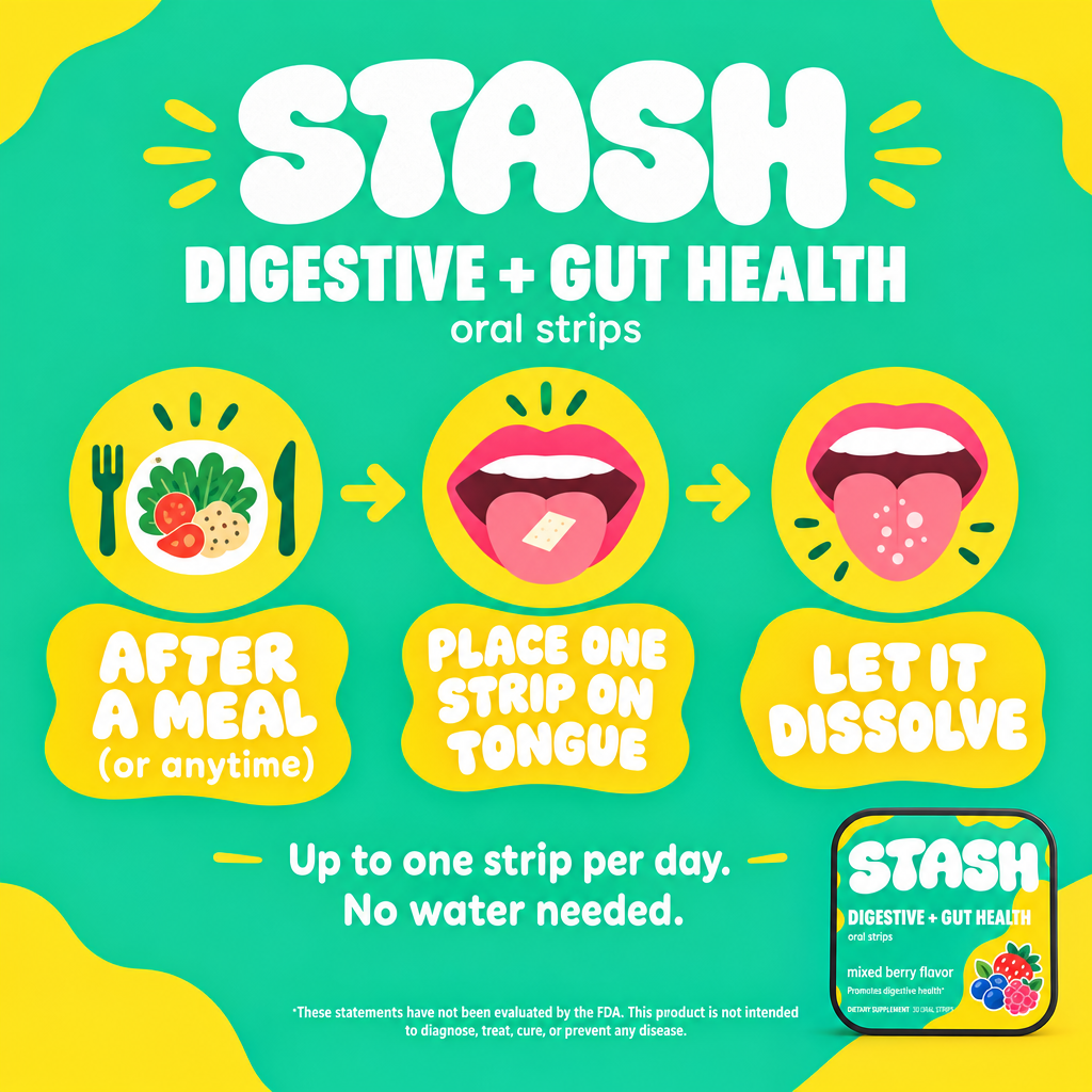 After a meal or anytime place one oral strip on tongue and let dissolve