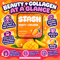 Beauty + Collagen Strips with mango flavor and skin hair nail wellness callouts