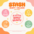 Pastel badge ring for collagen peptides vitamin E mango flavor and daily strip