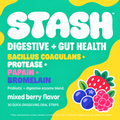 Bold typography listing Bacillus coagulans protease papain and bromelain