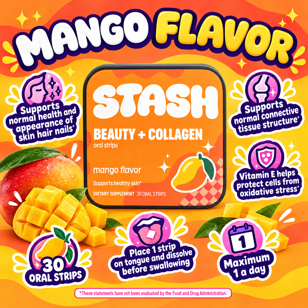 Beauty + Collagen Strips mango flavor and 30 oral strips
